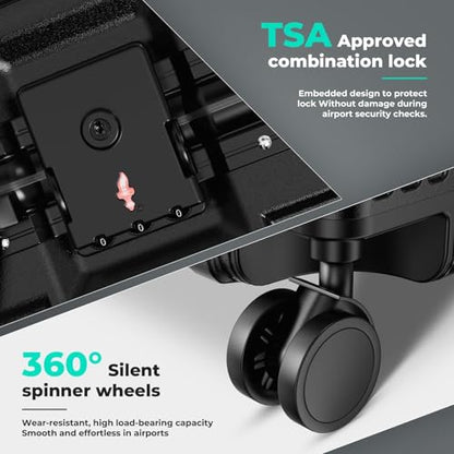 28 Inch Extra Large Luggage with USB Port & TSA Lock - color: Black, size: 28 Inch