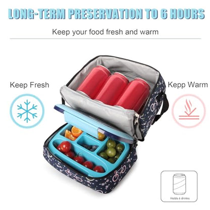 Tilami Rolling Backpack for Kids 19 inch with Lunch Bag Wheeled Laptop Backpack,Bicycle