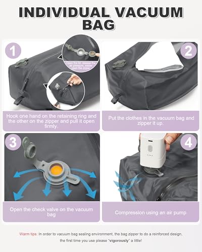 Vacuum Backpack Travel with Pump, Vacuum Seal Compression Bags For Clothing - color: D11-purple, size: X-Large