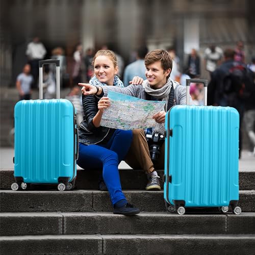 Karl home Luggage Set of 3 Hardside Suitcase Sets - Blue (20/24/28) - color: Blue, size: 3 Piece Set