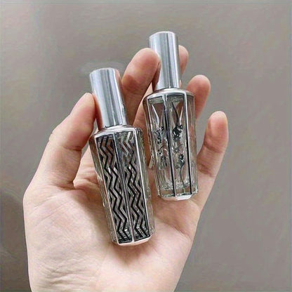 4pcs/set 15ml Random Patterns Glass Perfume Bottle Portable Refillable Empty Containers Cosmetic Spray Atomizer Travel Sub-Bottle Ultra Mist Sprayer (silver,4pcs) - color: silver, size: 0.5 Ounces