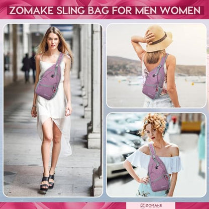 ZOMAKE Sling Bag,Small Crossbody Sling Backpack Shoulder Daypack for Travel - color: Purple, size: 7L