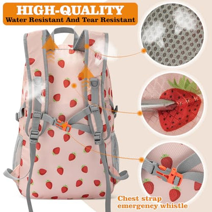ZOMAKE Lightweight Packable Backpack 30L, Foldable Travel Hiking Daypack - color: D-strawberry Print