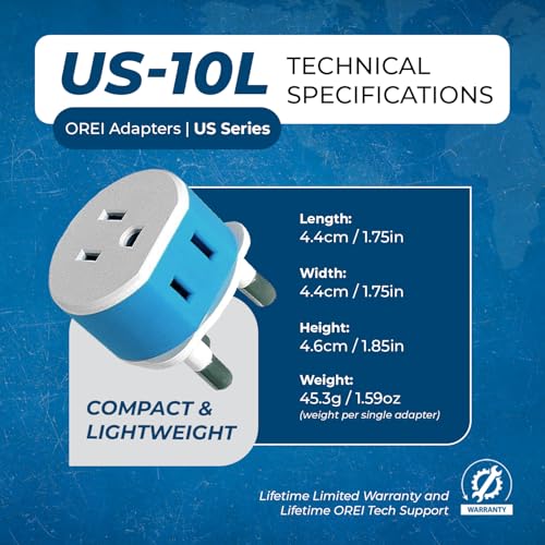 OREI South Africa, Botswana, Namibia Power Plug Adapter with 2 USA Inputs - Travel 3 Pack - Type M (US-10L), Safe Grounded Use with Cell Phones, Laptop, Camera Chargers, CPAP, and More - style: Type M-South Africa