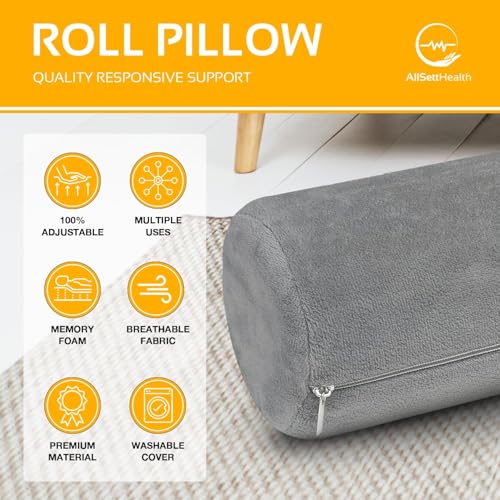 AllSett Health Firm Round Bolster Pillow - Memory Foam Cervical Neck Roll Pillow for Sleeping - style: 17x4 Inch, Firm