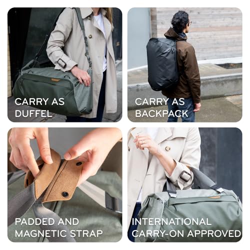 Peak Design Travel Duffel 50L, Eclipse – Weatherproof, Extra-Wide Zip Access, 4 External Pockets, Fits Packing & Camera Cubes, Perfect for Weekend Trips & Versatile Travel Use - color: Eclipse, size: 50L