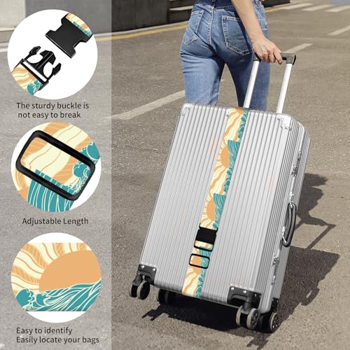 Luggage Straps for Suitcases, Heavy Duty Travel Belt with Quick-Release Buckle, Adjustable Suitcase Strap, Cute Luggage Accessories for Travel Sunrise Pattern - color: Sunrise Pattern