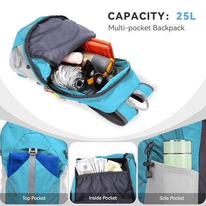 Small Lightweight Hiking Backpack，20L Foldable Hiking Daypack Cycling Hydration Backpack Travel Camping Bag - color: Lake Blue