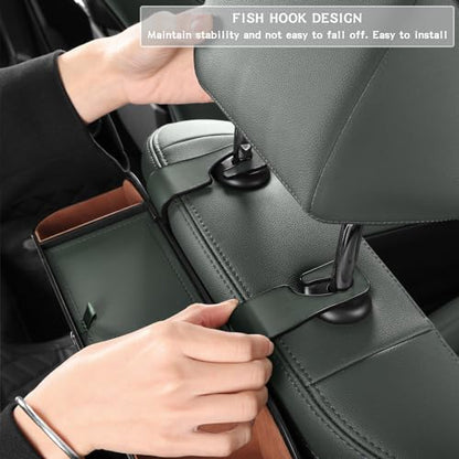 Car Seat Back Organizer with Cup Holders, Tissue Box & Hooks, Emeralds - color: Emeralds
