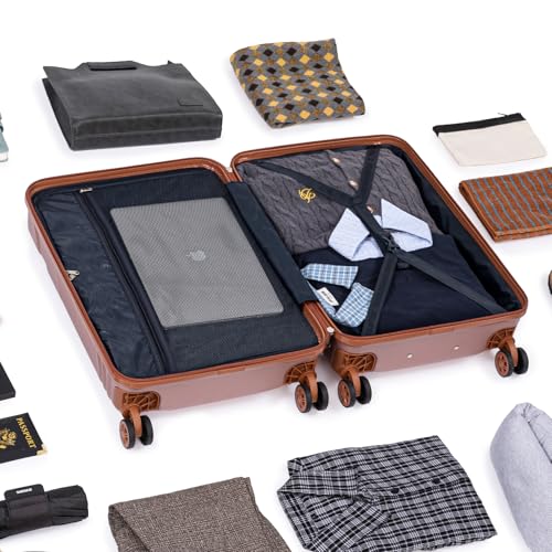Cobens Luggage Sets 5 Piece with Spinner Wheels, 20/24/28inch - color: RoseGold