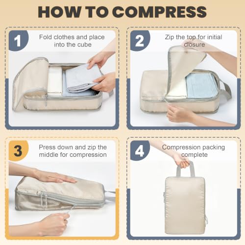 8-Set Compression Packing Cubes for Travel - color: Dark Blue, size: 8-Set