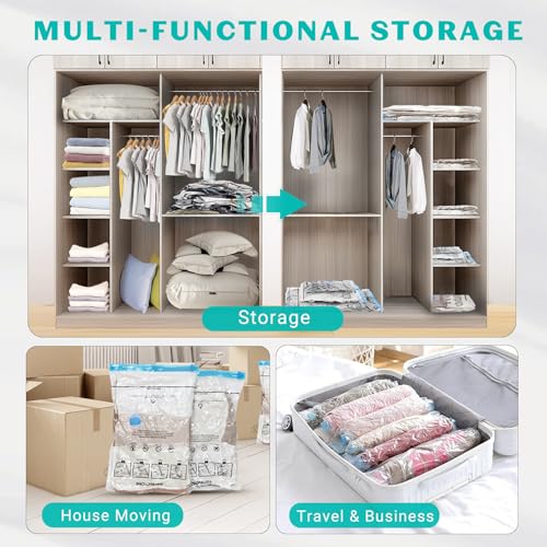 10 Pack Small Space Saver Vacuum Storage Bags Compression Seal Bags for Travel Clothing Luggage Blankets Comforters with Hand Pump - size: 10 Small