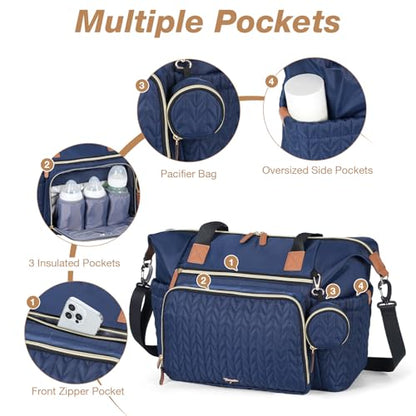 Diaper Bag Tote, Large Baby Hospital Bag for Labor Delivery Mom - color: Dark Blue