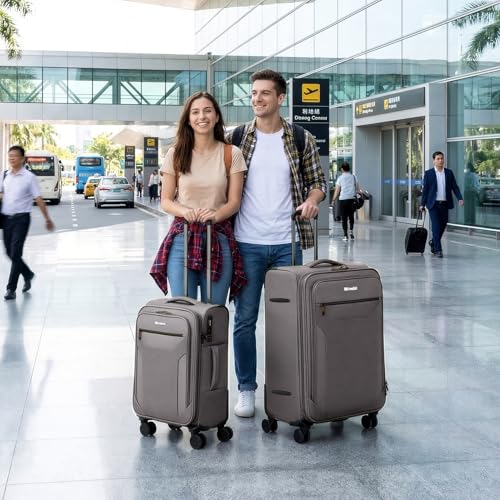 2-Piece Set(22/28in) Softside Luggage Sets,Expandable 20% - color: Grey, size: 2-Piece Set (22 inch/28 inch)
