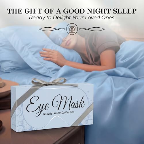 SLEEP SANCTUARY 100% Pure Mulberry Silk Sleep Mask - 22 Momme Light Blocking 3D Contour Silk Eye Mask for Sleeping - Secure Fit for Side Sleepers, Women & Men - Cloud Soft (Misty Blue) - color: Misty Blue
