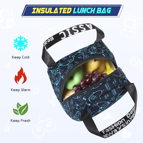 Scothen Boys Backpack, Cool Luminous Kids School Backpacks with Lunch Bag - color: Blue Pattern