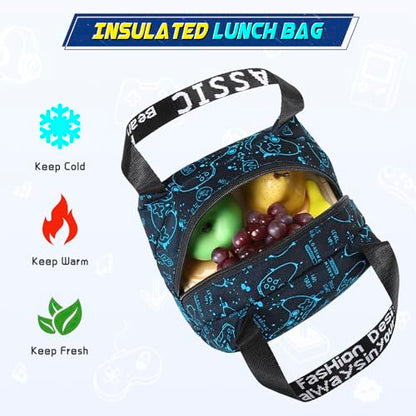 Scothen Boys Backpack, Cool Luminous Kids School Backpacks with Lunch Bag - color: Blue Pattern