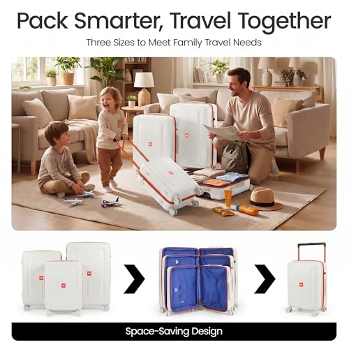 3 Piece Luggage set,Wide Handle Suitcase Set w/TSA LOCK - color: Beige, size: 3-Piece Set (20"/26"/30'')
