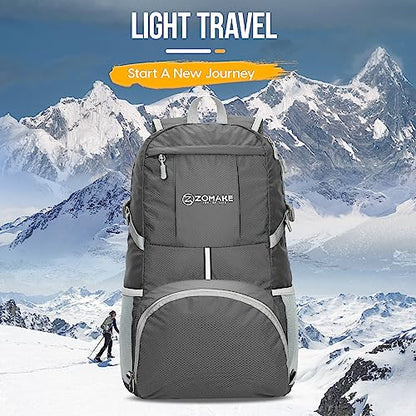 ZOMAKE Lightweight Packable Backpack 35L, Water Resistant Foldable Day Pack - color: C-medium Grey
