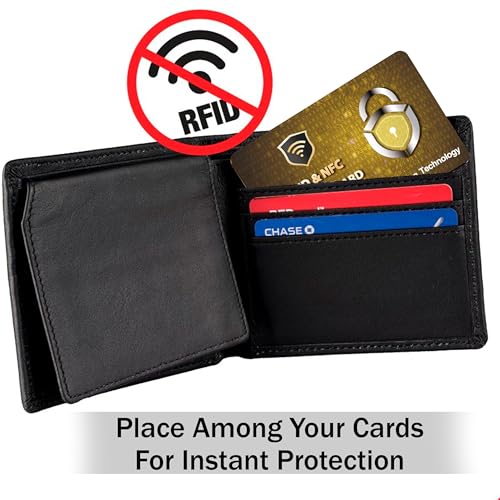 SaiTech IT 5 Pack RFID Blocking Card for Credit Debit ID Card, Golden PL | Slim Anti-Theft Contactless NFC RFID Blocker Protector, Easily Fit into Wallet and Purse, for Men & Women - color: Golden PL
