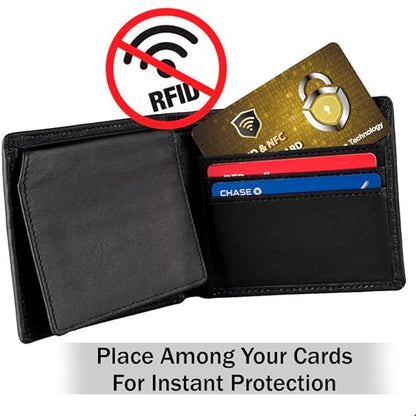 SaiTech IT 5 Pack RFID Blocking Card for Credit Debit ID Card, Golden PL | Slim Anti-Theft Contactless NFC RFID Blocker Protector, Easily Fit into Wallet and Purse, for Men & Women - color: Golden PL