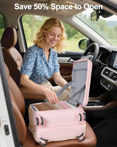 MGB Hardside Carry On Luggage, 20 Inch Front Open Expandable Suitcase - color: Peach Pink, size: 20 Inch - Carry On