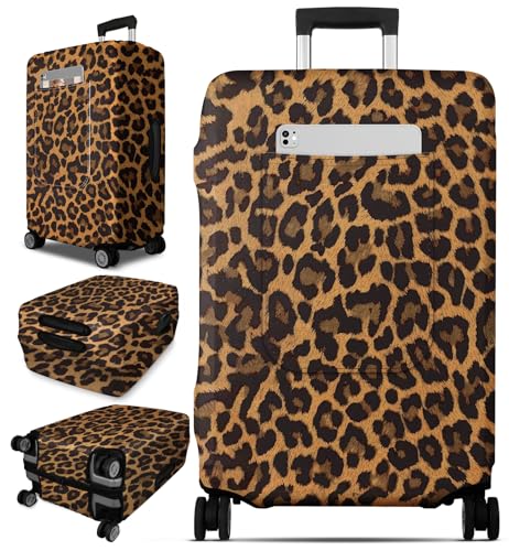 Slohif Luggage Cover for Suitcase Tsa Approved Protector - Leopard Luggage Sleeve Large Suit Case Cover Travel Stretch Baggage Case Protective Washable Fit 18-20 Inch - size: XS-(18-20) Inch, style: Leopard Print