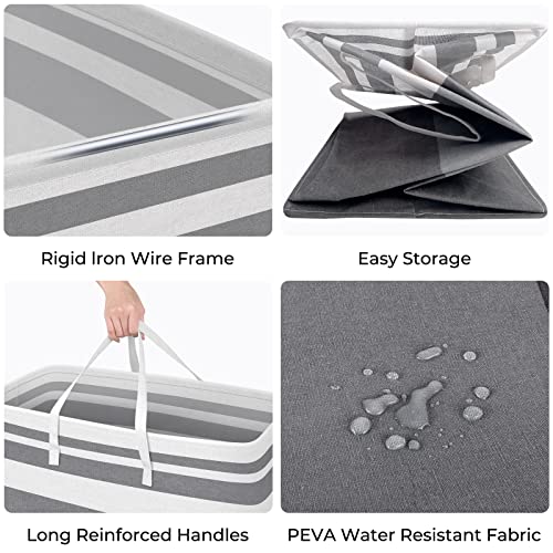 HomeHacks 2 Pack Large Laundry Baskets, Laundry Hampers Bags (Grey 100Lx2) - color: Grey, size: 100L