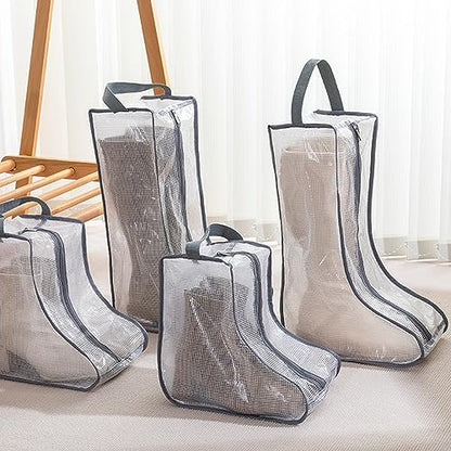 Fazhongfa Travel Bags for Luggage Packing, Clear Stackable Storage Dust Waterproof Shoe Bags in Closet 2 Set Hanging Bags (Clear Gray-Thigh Boot) - style: Clear Gray-thigh Boot