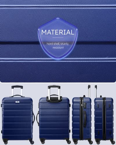 Suitour Hard Sided Luggage Sets 2 piece With Spinner Wheels,20"/24 inch Suitcases with Wheels TSA - color: Deep Blue, size: 2-Piece Set (20/24)