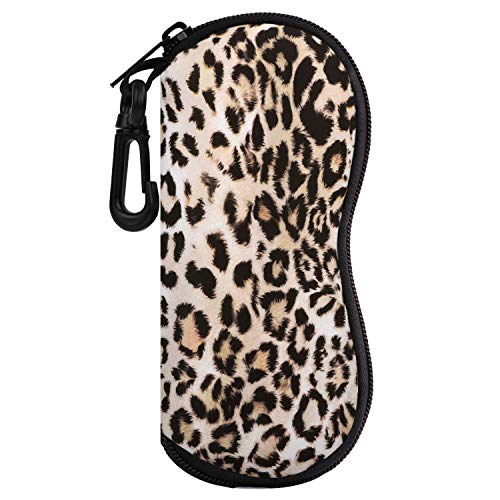 MoKo Sunglasses Soft Case Ultra Light Neoprene Zipper Eyeglass Case for Men Women - color: E-leopard