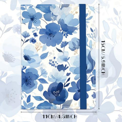 Serene Blue Watercolour Passport Holder for Travel, 5.9" x 4.3" - color: Blue Flower