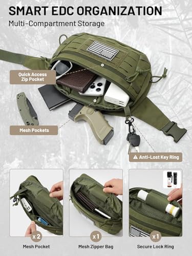 Tactical Fanny Pack with Gun Holster, CCW Waist Bag for Men - color: Green