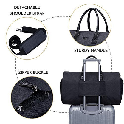Garment Bags for Travel, 45L Carry on Convertible Garment Duffle bag - color: Jet Black