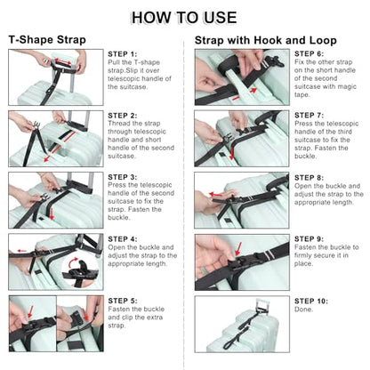 Vigorport Luggage Connector Straps for Suitcase, Add A Bag Suitcase Belt - size: Medium-Cam Buckle