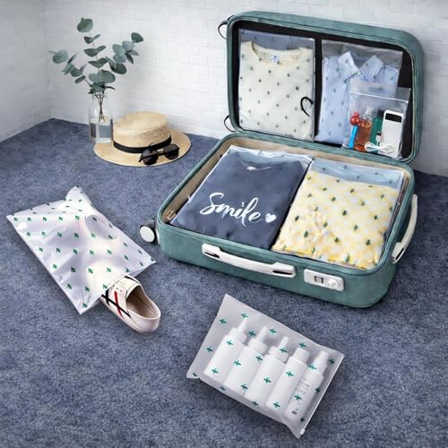 Travel Storage Bags, 30PCS Resealable Ziplock Bags Clear Bag & Frosted Zip lock Seal Clothes Bags Hospital Waterproof Luggage Organiser for Clothes Shoes Cosmetics