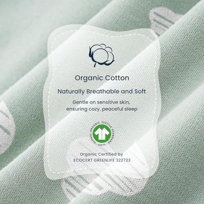 KaiyaBaby Organic Cotton Baby Sleep Sack, Long Sleeve 1.0 TOG, 0-6M - color: Green Sky, size: 0-6M