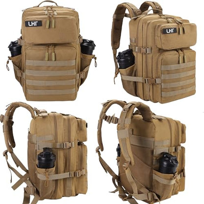 LHI Military Tactical Backpack for Men and Women 45L Army 3 Days Assault Pack Bag Large Rucksack with Molle System Tan - color: Tan