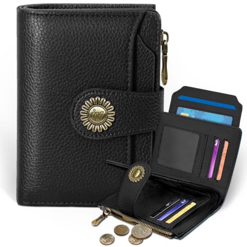Icycay Black Small Wallet Women RFID Blocking Bifold Credit Card Holder - color: 0 Black