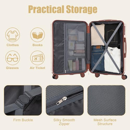 28 Inch ABS Hard Shell Large Luggage With Combination Lock and Side Hooks, Beige - color: Beige, size: 28 Inch