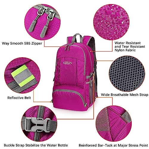 G4Free 40L Lightweight Packable Hiking Backpack, Waterproof Travel Daypack - color: Red