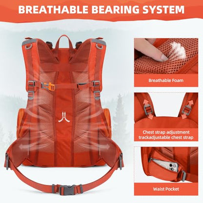 Maelstrom 40L Waterproof Hiking Backpack, Lightweight Travel Daypack - color: Orange