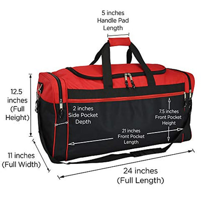 DALIX 25" Extra Large Vacation Travel Duffle Bag (Black, Grey, Navy Blue, Red, Camo) - color: Red