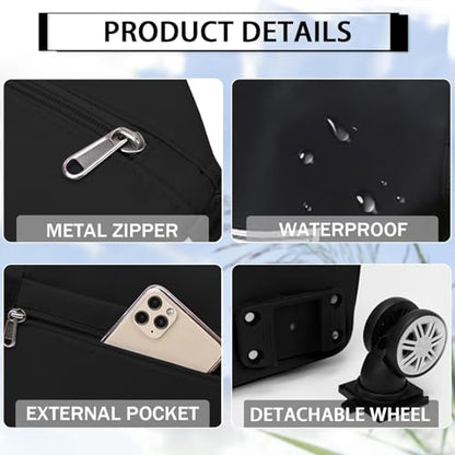 Rolling Duffle Bag with Detachable Wheels Expandable Foldable Duffle Bag for Travel Luggage bag Carry on Weekend Travel Bag (Black)