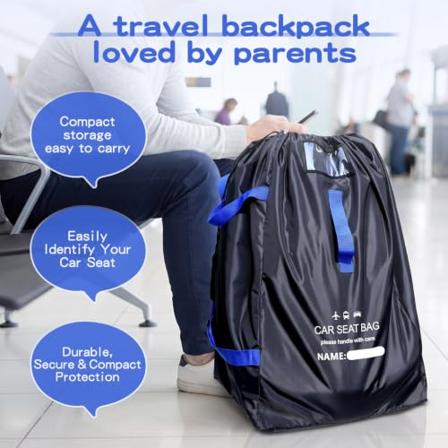 Travel Bag - Padded Car Seat Travel Bag Backpack, Blue-Black - color: Blue-black