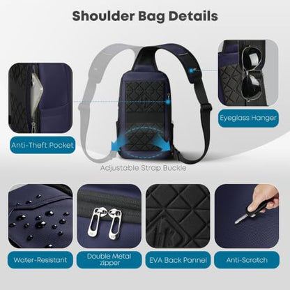 Crossbody Sling Bag for Men, Waterproof Sling Crossbody - color: Blue