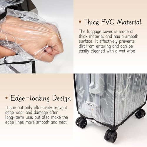 PVC Suitcase Cover Protector,20/22/24/26/28/30 Inch Suitcase Baggage Covers,Transparent Luggage Cover for Wheeled Suitcases (30‘’) - size: 30‘’