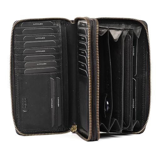 RFID Leather Wallet for Women, Genuine RFID Leather Card Holder - color: Square - Black