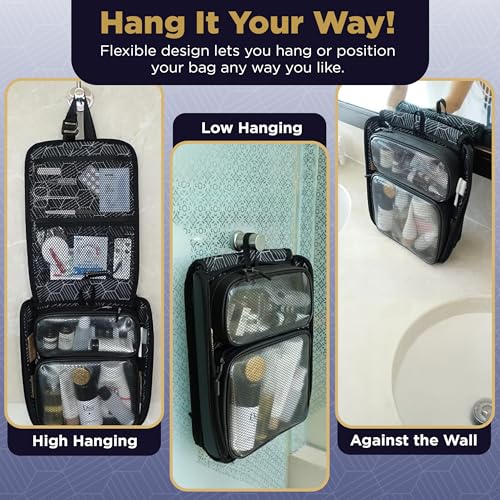 SIDE BY SIDE Hanging Toiletry Bag for Men, Travel Dopp Kit & Shaving Kit