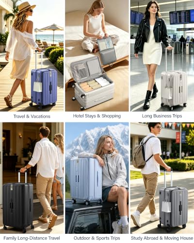 Hanke 20 Inch Top Opening Expandable PC Carry On Luggage with TSA Lock,50L - color: Deep Space Purple, size: 20 Inch